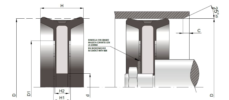 Pseal MPP 63x12x22 NBR75+METAL