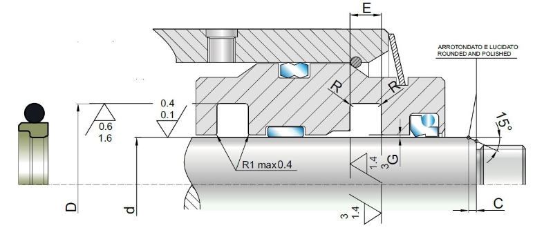 Rod seal TSS  PTFE-BZ+OR 36X46,7X4,2 TN2
