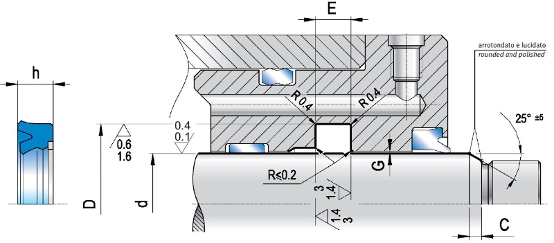 Rsb2 Rod seal RSB2 60x75x11,5 C0+R0